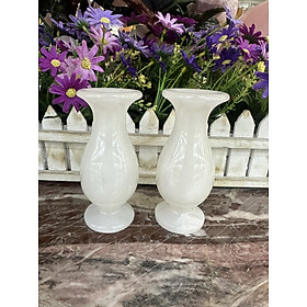 Mua Cặp Lục Bình  Lọ Hoa phong thủy đá ngọc Onyx trắng - Cao 12 cm