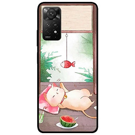Ốp lưng cho Redmi Note 11 4G - Redmi Note 12 - Redmi Note 12 Pro - Redmi Note 12 Pro 5G - Mèo Nằm Chờ Cá - Hàng Chính Hãng