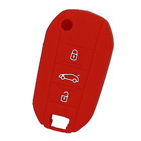 Silicone Car Key Case Cover Fit for AUDI Folding Remote Key Fob Case Shell 3 Buttons Red