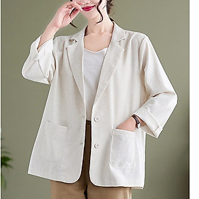 Áo blazer nữ công sở dài tay, kiểu dáng cơ bản dễ mặc, chất liệu linen bột cao cấp CS03