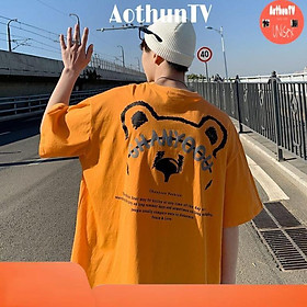 Áo thun tay lỡ nam nữ, áo phông unisex form rộng chất cotton mát mịn thấm hút mồ hôi in hình gấu yêu