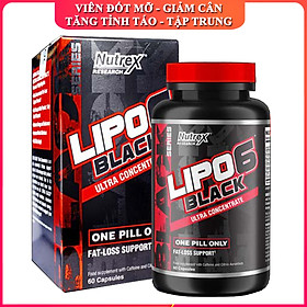 Thực phẩm bổ sung LIPO 6 BLACK của Nutrex hộp 60 viên hỗ trợ đốt mỡ, giảm cân mạnh mẽ, tăng tỉnh táo tập trung cho người tập GYM và chơi thể thao