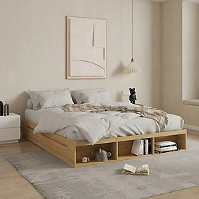 Giường ngủ không đầu giường FINILI kết hợp kệ để đồ F37.8