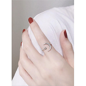 Nhẫn mặt trăng đá - tone bạc s925 - nhẫn thời trang Hàn Quốc.