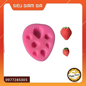 Khuôn silicon 3D tạo hình 7 trái dâu trang trí bánh kem, rau câu