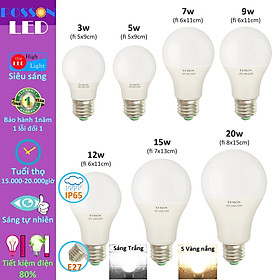 Bóng đèn Led 3w 5w 7w 9w 10w 12w 15w 20w bup tròn A tiết kiệm điện thân kín chống nước mưa Posson LB-3-20x