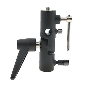 H-Type Swivel Tilt Metal Umbrella Softbox Holder Flash Bracket Adapter 180° Adjustable for 1/4'' 3/8'' Lamp Light Stand Mount