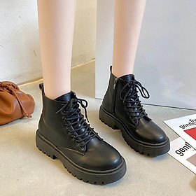 Hỗ TRỢ COD CHZK GIÀY BỐT NỮ CỔ CAO MARTIN THỜI TRANG MỚI, bốt nữ dây kéo bên hông, chiều cao 3 cm
