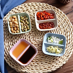 Mua Bộ 3 Chiếc Đĩa Đựng Gia Vị 2 Ngăn Bằng Lúa Mạch