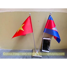 Cờ để bàn đế đôi inox Việt Nam - Campuchia