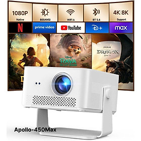 Máy Chiếu Thông Minh Apollo 450Max Full HD 1080P – Android 14, WIFI 6 băng tần kép 2.4G/5G, Hình Ảnh Siêu Nét - Hàng nhập khẩu