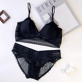 Bộ Đồ Lót Bralette Ren Không Gọng Mút Mỏng Liền S219