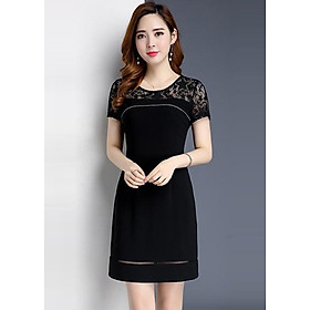 Đầm Suông Công Sở Phối Ren Thanh Lịch