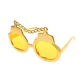 Handcuffs Shape Party Glasses Fancy Dress Costume Novelty Glasses Sunglasses Gold
