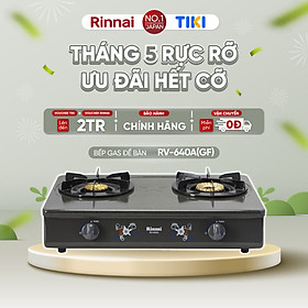 Bếp gas dương Rinnai RV-740A(GF) mặt bếp men và kiềng bếp men - Hàng chính hãng