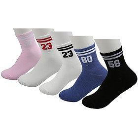 5 Pairs/Pack Mid Calf Crews Socks Breathable Comfortable One Size for Men and Women