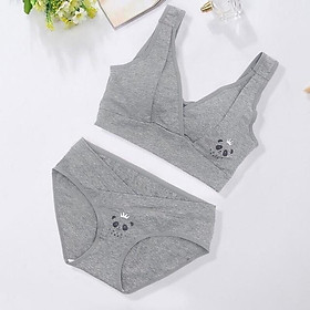 set đồ lót bầu hoạ tiết gấu chất cotton 100% MẶC BẦU VÀ SAU SINH CHO BÉ TI