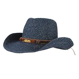 Unisex Western Style Straw Cowboy Cowgirl Hat Wide Brim Sun Hat Khaki