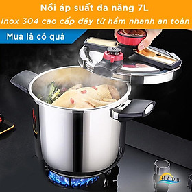 Nồi áp suất đa năng bếp từ inox 304 7L cao cấp độ bền cao chống cháy nổ hầm nhanh hơn tiết kiệm năng lượng HADU