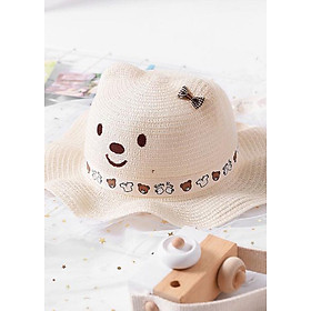 Nón cói trẻ em vành gợn sóng hình mặt heo HQC210