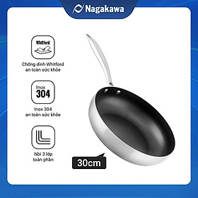 Chảo chống dính inox đa lớp toàn phần Nagakawa Natsu NAG3003 (30cm) - Dùng trên mọi loại bếp - Hàng chính hãng