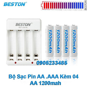Mua Bộ Sạc Pin Đa Năng AA   AAA Tặng Kèm 04 Viên Sạc AA 1200mAh 1.2V