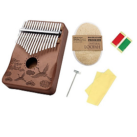 Mua Đàn kalimba 17 phím gỗ nguyên khối Mahogany Cega -IM170152 họa tiết chim hạc Tặng búa chỉnh âm   stick màu  khăn lau đàn và bông tắm xơ mướp PROVK399