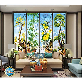 Tranh đính đá Xuân Hạ Thu Đông I146x100cm I LV039