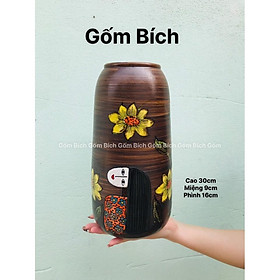 Mua Bình Hoa Lọ Hoa Gốm Dáng Bom Men Mộc Vẽ Tay Thủ Công Gốm Sứ Bát Tràng - Gốm Bích