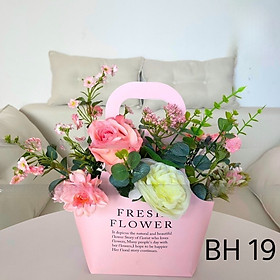 Mua Giỏ hoa lụa  túi hoa lụa quà tặng hoa lụa - tăng thầy cô giáo 20/11 - Cây giả Decor trang trí nhà cửa