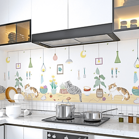 Mua 1 mét dài Decal dán bếp tráng nhôm mèo và không gian bếp khổ rộng 60cm