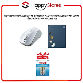 Combo Chuột Không Dây Yên Tĩnh ELECOM M-BY11BRSK VÀ Lót Chuột ELECOM MP-AN04 (Tặng kèm vỉ 2 viên pin Maxell AA) - Hàng chính hãng