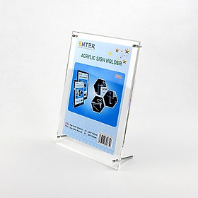 Kệ mica 1 mặt Enter F07A 21x30cm đế inox A4 đứng mica 5mm, Khung ảnh để bàn chân inox, Khung bằng khen