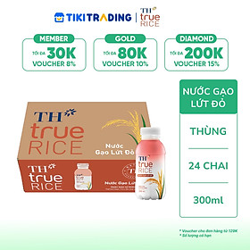 Thùng 24 chai Nước Gạo Lứt Đỏ TH true RICE 300ml