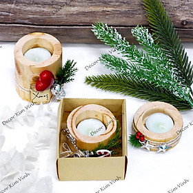 Mua Bộ 3 Chân Để Nến Gỗ NEN19 Để Bàn Trang Trí Giáng Sinh Vintage