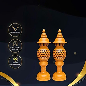 Mua Đèn thờ hình trái dứa (trái thơm) gỗ Tràm  CẶP ĐÈN THỜ TỔ ONG GỖ - Màu vàng