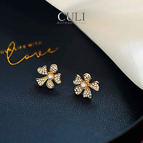Khuyên tai, Bông tai thời trang hình hoa đính đá HT660 - Culi accessories