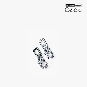 CECI - Khuyên tai nữ xỏ lỗ thiết kế chuỗi xích chữ nhật bản lớn CC1-02000175