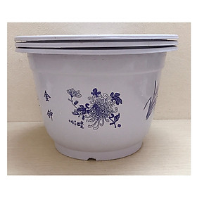 3 Chậu Nhựa Trồng Cây Hoa, Cây Cảnh A320x200 - Chậu nhựa giả Sứ hoa Xanh A330x200