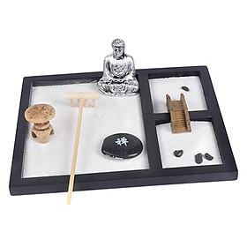 Wooden Sand Box  Mini Desktop Sandbox Trays Buddha Handcrafts Relaxation