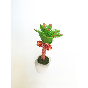 Chậu hoa đất sét mini - Cây cau phong thủy - Quà tặng trang trí handmade (KT 12 x 6 x 6cm)