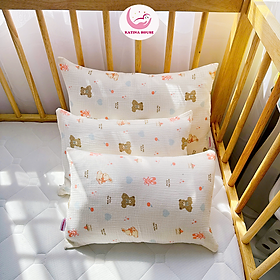 Gối cho bé sơ sinh, mầm non Katina House, vải muslin mềm nhẹ, thoáng khí, thấm hút tốt, an toàn