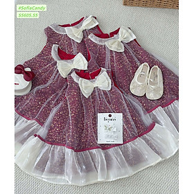 Đầm váy công chúa cho bé gái đính kim sa lấp lánh mặc lễ tết noel giáng sinh năm mới dự tiệc từ 10-40kg chất tơ mềm