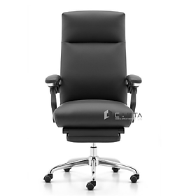 Ghế Giám đốc nệm du pu mềm CR4118-P Nội thất Capta Ghế làm việc cao cấp nệm da màu đen có gác chân nghỉ trưa chân xoay thép mạ chrome tại hcm