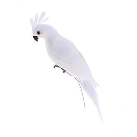2X Vivid Bird Feather Realistic Home Garden Decor Ornament Parrot Bird White