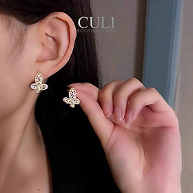 Khuyên tai, Bông tai thời trang hình bướm kết hạt traiHT690 - Culi accessories