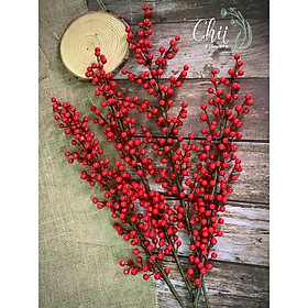 Mua Hoa giả -Cành đào đông đỏ xốp phủ PU decor nội thất sang trọng