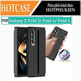 Ốp lưng chống sốc đeo tay cho Samsung Galaxy Z Fold 3 / Z Fold 4 / Fold 5 có đai đeo hand trap chống rơi rớt hiệu HOTCASE Luxury Silicone Wristband Case - chất liệu cao cấp, thiết kế thời trang sang trọng có đai đeo tay an toàn - Hàng nhập khẩu