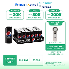 Thùng 24 Lon Nước Uống Có Gaz Pepsi Không Calo (320ml/Lon)