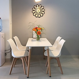 Mua Bộ Bàn Ăn Chữ Nhật - Trắng  - kIích thước bàn : 1m2 x 80 Kích thước ghế: 47 xx 53 x 81